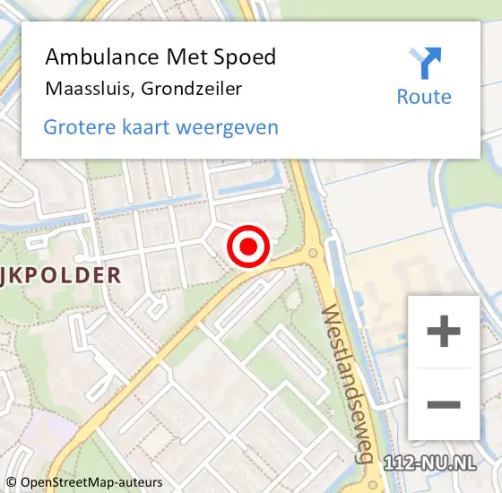 Locatie op kaart van de 112 melding: Ambulance Met Spoed Naar Maassluis, Grondzeiler op 20 maart 2022 16:20
