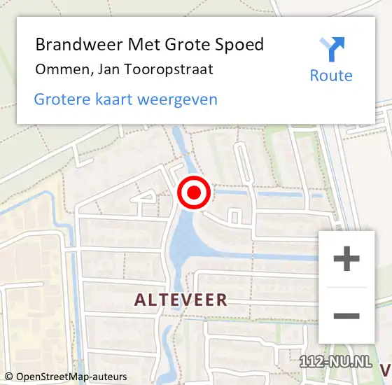 Locatie op kaart van de 112 melding: Brandweer Met Grote Spoed Naar Ommen, Jan Tooropstraat op 20 maart 2022 16:21