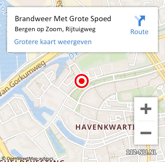 Locatie op kaart van de 112 melding: Brandweer Met Grote Spoed Naar Bergen op Zoom, Rijtuigweg op 20 maart 2022 16:22