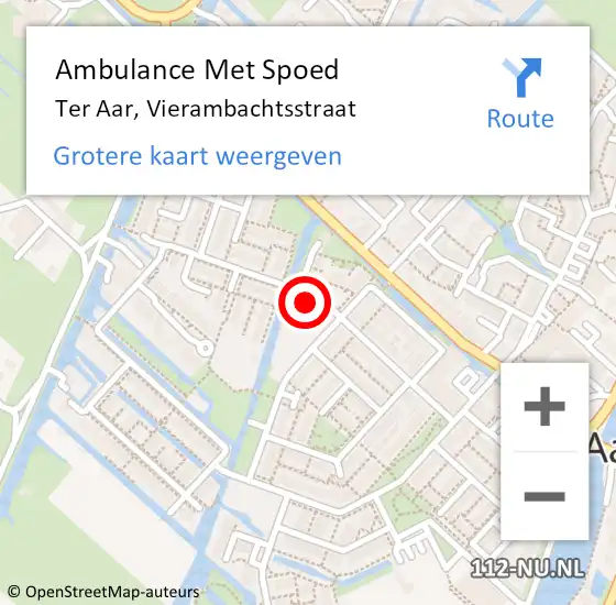 Locatie op kaart van de 112 melding: Ambulance Met Spoed Naar Ter Aar, Vierambachtsstraat op 20 maart 2022 16:27