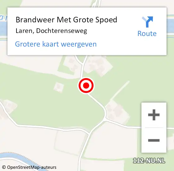 Locatie op kaart van de 112 melding: Brandweer Met Grote Spoed Naar Laren, Dochterenseweg op 20 maart 2022 16:54