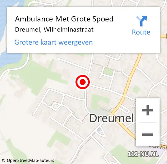 Locatie op kaart van de 112 melding: Ambulance Met Grote Spoed Naar Dreumel, Wilhelminastraat op 20 maart 2022 17:03