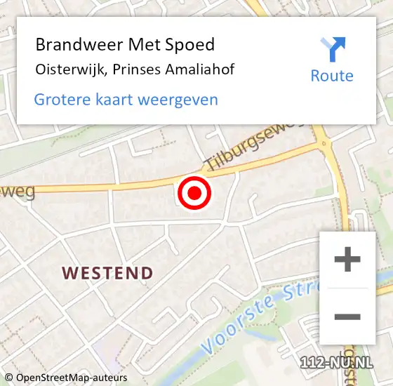 Locatie op kaart van de 112 melding: Brandweer Met Spoed Naar Oisterwijk, Prinses Amaliahof op 20 maart 2022 17:28