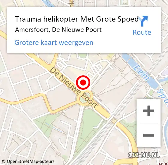 Locatie op kaart van de 112 melding: Trauma helikopter Met Grote Spoed Naar Amersfoort, De Nieuwe Poort op 20 maart 2022 17:29