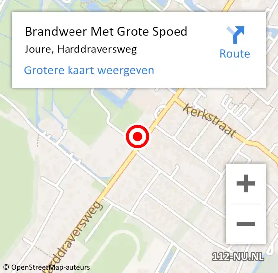 Locatie op kaart van de 112 melding: Brandweer Met Grote Spoed Naar Joure, Harddraversweg op 20 maart 2022 17:41