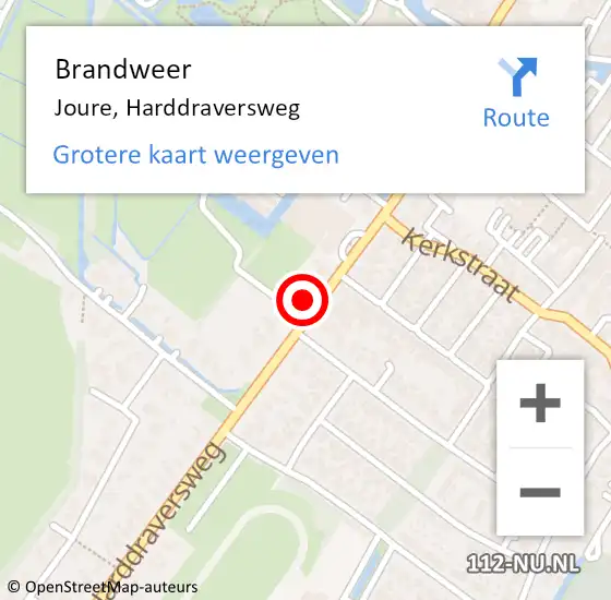 Locatie op kaart van de 112 melding: Brandweer Joure, Harddraversweg op 20 maart 2022 17:43