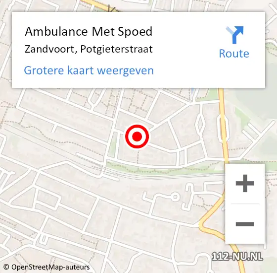 Locatie op kaart van de 112 melding: Ambulance Met Spoed Naar Zandvoort, Potgieterstraat op 20 maart 2022 17:46