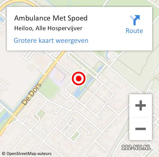 Locatie op kaart van de 112 melding: Ambulance Met Spoed Naar Heiloo, Alle Hospervijver op 20 maart 2022 17:51