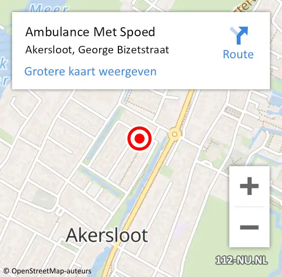 Locatie op kaart van de 112 melding: Ambulance Met Spoed Naar Akersloot, George Bizetstraat op 20 maart 2022 17:55