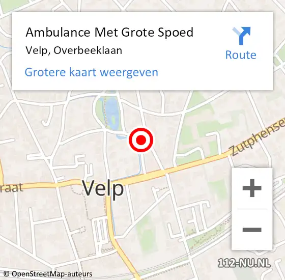 Locatie op kaart van de 112 melding: Ambulance Met Grote Spoed Naar Velp, Overbeeklaan op 20 maart 2022 18:00