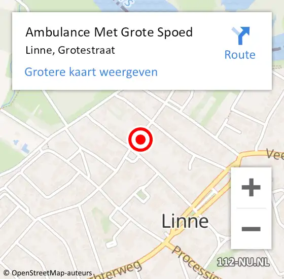 Locatie op kaart van de 112 melding: Ambulance Met Grote Spoed Naar Linne, Grotestraat op 20 maart 2022 18:42