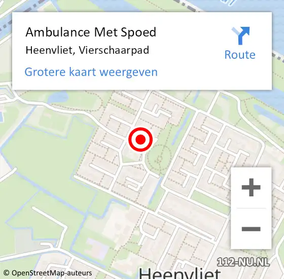 Locatie op kaart van de 112 melding: Ambulance Met Spoed Naar Heenvliet, Vierschaarpad op 20 maart 2022 18:57