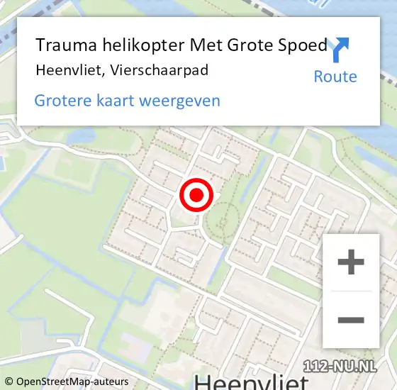 Locatie op kaart van de 112 melding: Trauma helikopter Met Grote Spoed Naar Heenvliet, Vierschaarpad op 20 maart 2022 19:07