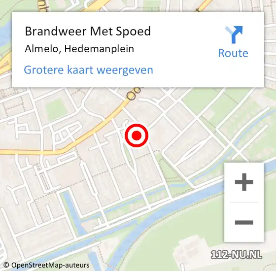 Locatie op kaart van de 112 melding: Brandweer Met Spoed Naar Almelo, Hedemanplein op 20 maart 2022 19:16