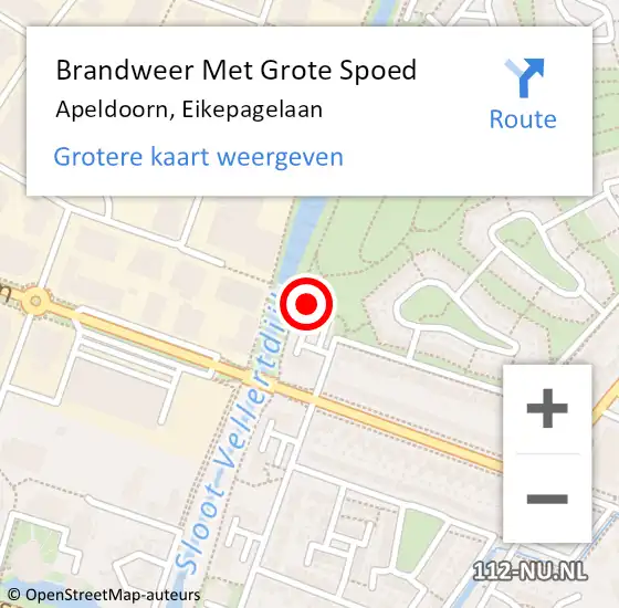 Locatie op kaart van de 112 melding: Brandweer Met Grote Spoed Naar Apeldoorn, Eikepagelaan op 20 maart 2022 20:02