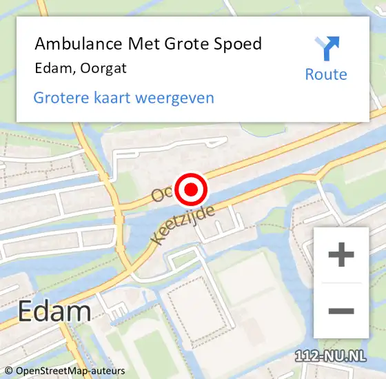 Locatie op kaart van de 112 melding: Ambulance Met Grote Spoed Naar Edam, Oorgat op 20 maart 2022 20:36