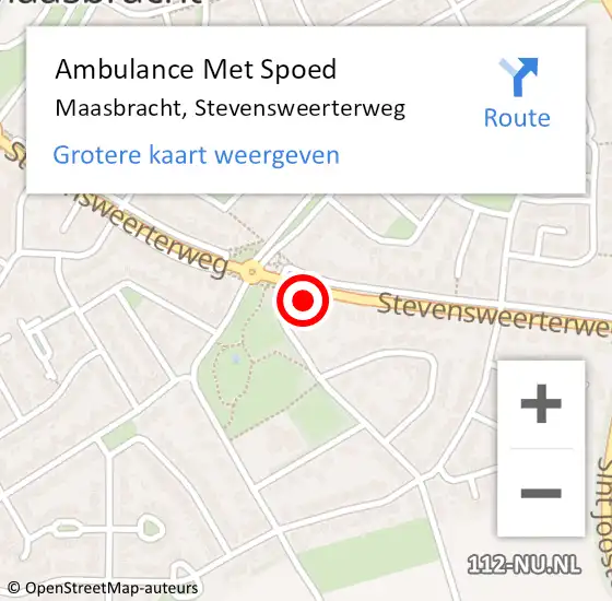 Locatie op kaart van de 112 melding: Ambulance Met Spoed Naar Maasbracht, Stevensweerterweg op 20 maart 2022 20:54