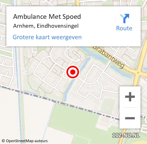 Locatie op kaart van de 112 melding: Ambulance Met Spoed Naar Arnhem, Eindhovensingel op 20 maart 2022 21:10