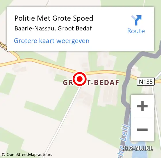 Locatie op kaart van de 112 melding: Politie Met Grote Spoed Naar Baarle-Nassau, Groot Bedaf op 20 maart 2022 21:20