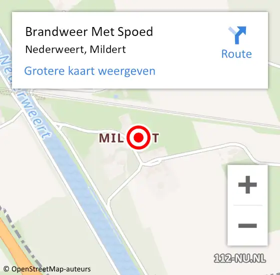 Locatie op kaart van de 112 melding: Brandweer Met Spoed Naar Nederweert, Mildert op 20 maart 2022 21:25