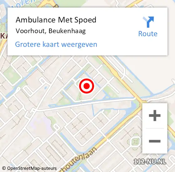 Locatie op kaart van de 112 melding: Ambulance Met Spoed Naar Voorhout, Beukenhaag op 20 maart 2022 21:49