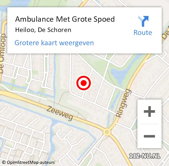 Locatie op kaart van de 112 melding: Ambulance Met Grote Spoed Naar Heiloo, De Schoren op 20 maart 2022 21:50