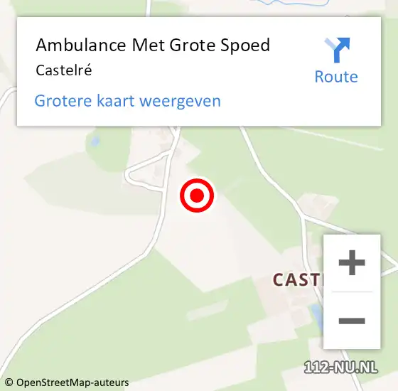 Locatie op kaart van de 112 melding: Ambulance Met Grote Spoed Naar Castelré op 20 maart 2022 21:55