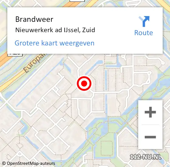 Locatie op kaart van de 112 melding: Brandweer Nieuwerkerk aan den IJssel op 20 maart 2022 22:28