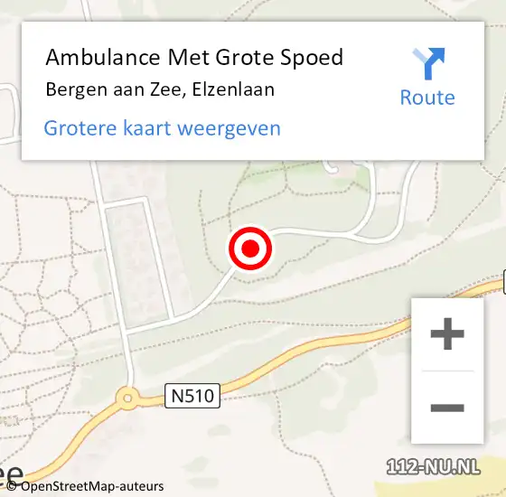 Locatie op kaart van de 112 melding: Ambulance Met Grote Spoed Naar Bergen aan Zee, Elzenlaan op 8 september 2013 20:41