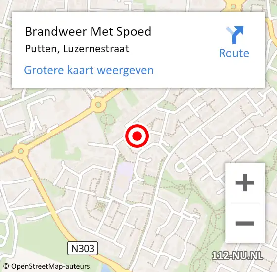 Locatie op kaart van de 112 melding: Brandweer Met Spoed Naar Putten, Luzernestraat op 20 maart 2022 23:24