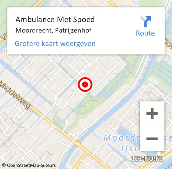 Locatie op kaart van de 112 melding: Ambulance Met Spoed Naar Moordrecht, Patrijzenhof op 8 oktober 2013 00:10