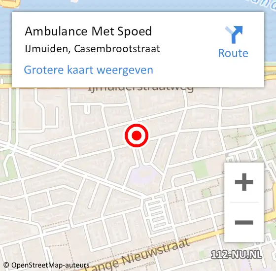 Locatie op kaart van de 112 melding: Ambulance Met Spoed Naar IJmuiden, Casembrootstraat op 20 maart 2022 23:57