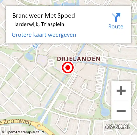 Locatie op kaart van de 112 melding: Brandweer Met Spoed Naar Harderwijk, Triasplein op 21 maart 2022 00:01