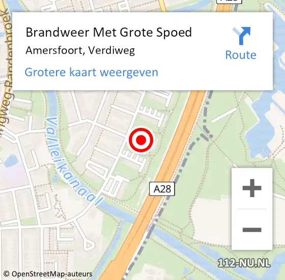 Locatie op kaart van de 112 melding: Brandweer Met Grote Spoed Naar Amersfoort, Verdiweg op 21 maart 2022 00:03