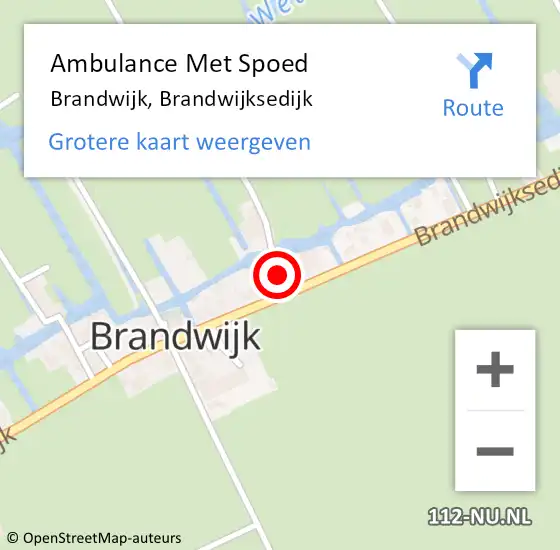 Locatie op kaart van de 112 melding: Ambulance Met Spoed Naar Brandwijk, Brandwijksedijk op 21 maart 2022 00:25