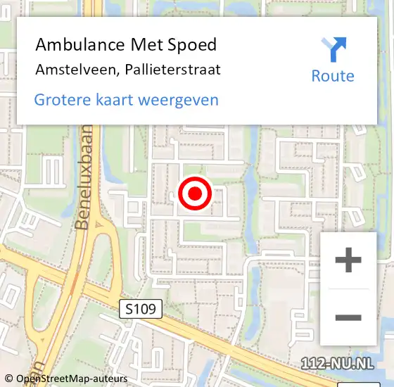 Locatie op kaart van de 112 melding: Ambulance Met Spoed Naar Amstelveen, Pallieterstraat op 21 maart 2022 00:48