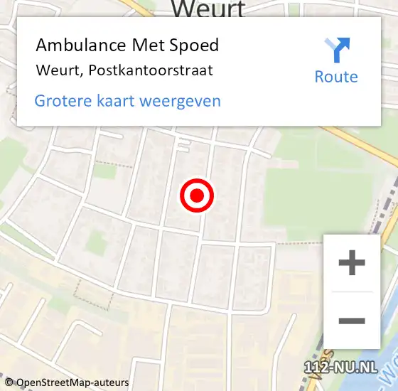 Locatie op kaart van de 112 melding: Ambulance Met Spoed Naar Weurt, Postkantoorstraat op 21 maart 2022 01:04