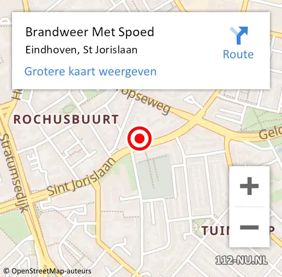 Locatie op kaart van de 112 melding: Brandweer Met Spoed Naar Eindhoven, St Jorislaan op 21 maart 2022 01:53