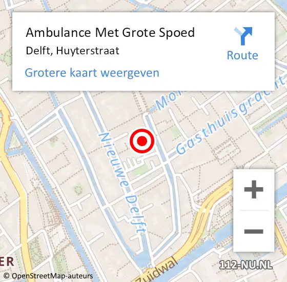 Locatie op kaart van de 112 melding: Ambulance Met Grote Spoed Naar Delft, Huyterstraat op 21 maart 2022 02:08