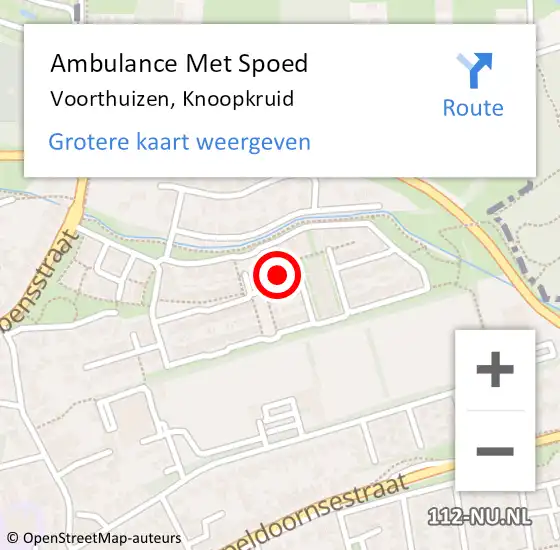 Locatie op kaart van de 112 melding: Ambulance Met Spoed Naar Voorthuizen, Knoopkruid op 21 maart 2022 02:34