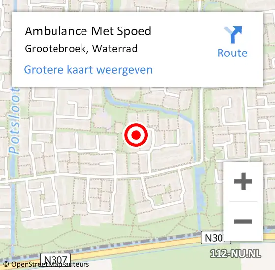 Locatie op kaart van de 112 melding: Ambulance Met Spoed Naar Grootebroek, Waterrad op 21 maart 2022 03:57