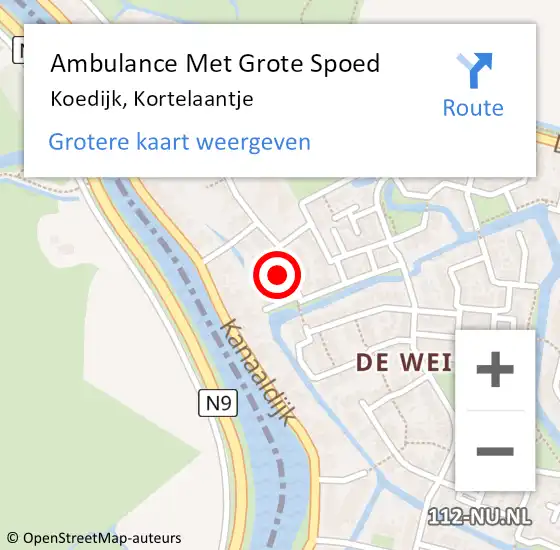 Locatie op kaart van de 112 melding: Ambulance Met Grote Spoed Naar Koedijk, Kortelaantje op 21 maart 2022 04:50