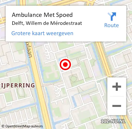 Locatie op kaart van de 112 melding: Ambulance Met Spoed Naar Delft, Willem de Mérodestraat op 21 maart 2022 05:41