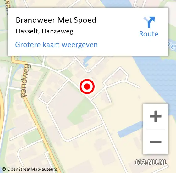 Locatie op kaart van de 112 melding: Brandweer Met Spoed Naar Hasselt, Hanzeweg op 21 maart 2022 05:44