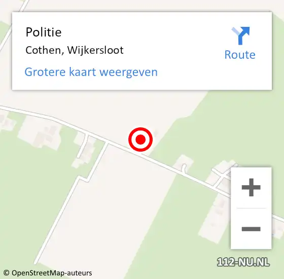Locatie op kaart van de 112 melding: Politie Cothen, Wijkersloot op 21 maart 2022 06:01