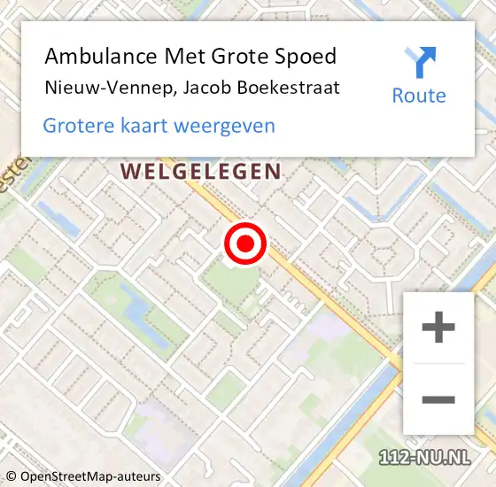 Locatie op kaart van de 112 melding: Ambulance Met Grote Spoed Naar Nieuw-Vennep, Jacob Boekestraat op 21 maart 2022 06:10