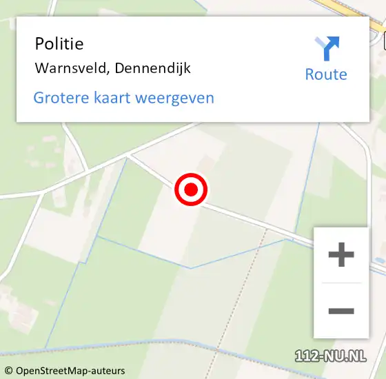 Locatie op kaart van de 112 melding: Politie Warnsveld, Dennendijk op 21 maart 2022 07:20