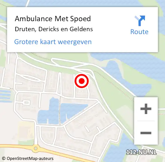 Locatie op kaart van de 112 melding: Ambulance Met Spoed Naar Druten, Dericks en Geldens op 21 maart 2022 07:24