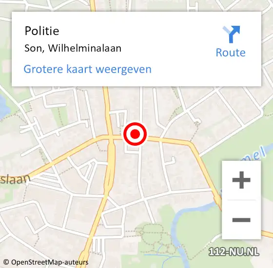 Locatie op kaart van de 112 melding: Politie Son, Wilhelminalaan op 21 maart 2022 07:49