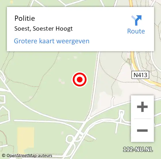 Locatie op kaart van de 112 melding: Politie Soest, Soester Hoogt op 21 maart 2022 08:22